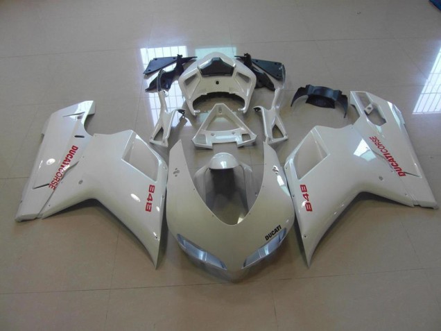 Ducati 848 1098 1198 2007-2014 - Blanc Nacré Rouge Décalque Ducati 848 1098 1198 2007-2014 - Blanc Nacré Rouge Décalque
