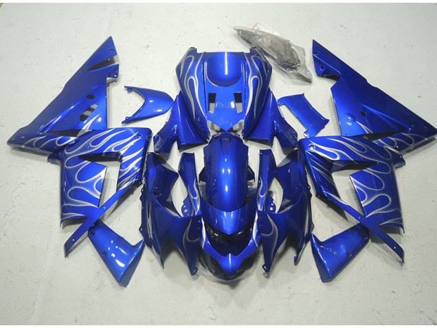 Kawasaki ZX10R 2003-2005 - Bleu Blanc Flamme