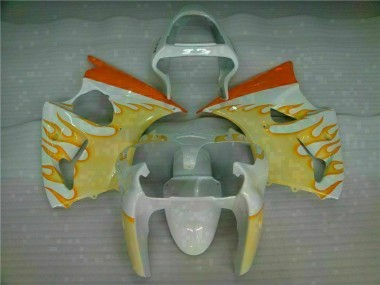 Kawasaki ZX6R 2000-2002 - Blanc Jaune Flamme