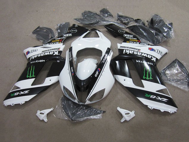 Kawasaki ZX6R 2007-2008 - Noir Blanc Monster
