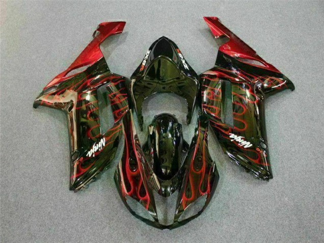 Kawasaki ZX6R 2007-2008 - Noir Rouge Flamme Kawasaki ZX6R 2007-2008 - Noir Rouge Flamme