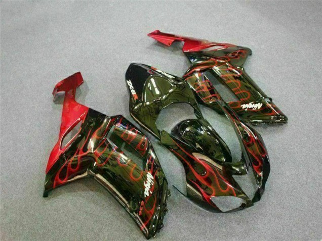 Kawasaki ZX6R 2007-2008 - Noir Rouge Flamme Kawasaki ZX6R 2007-2008 - Noir Rouge Flamme