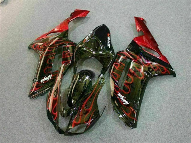 Kawasaki ZX6R 2007-2008 - Noir Rouge Flamme Kawasaki ZX6R 2007-2008 - Noir Rouge Flamme