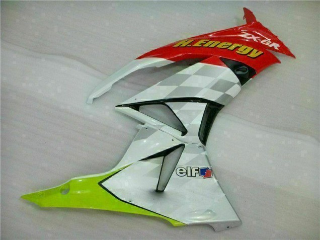 Kawasaki ZX6R 2009-2012 - Blanc Rouge H. Énergie Kawasaki ZX6R 2009-2012 - Blanc Rouge H. Énergie