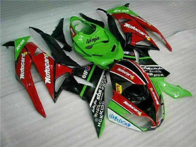Kawasaki ZX6R 2009-2012 - Noir Rouge Vert Motocard Kawasaki ZX6R 2009-2012 - Noir Rouge Vert Motocard