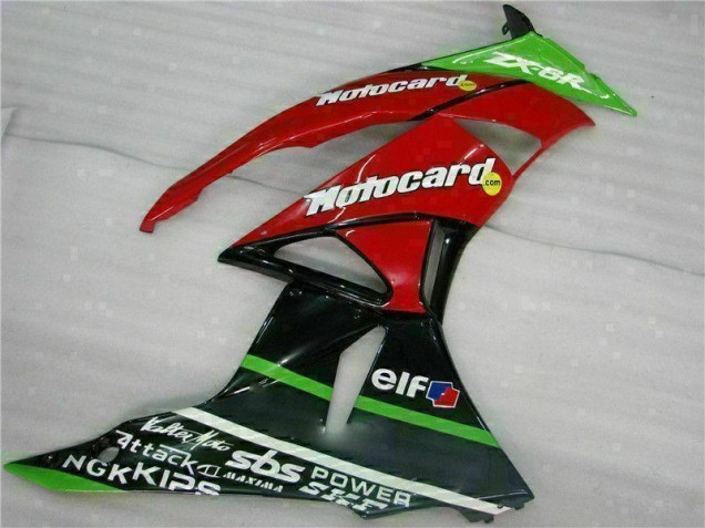 Kawasaki ZX6R 2009-2012 - Noir Rouge Vert Motocard Kawasaki ZX6R 2009-2012 - Noir Rouge Vert Motocard