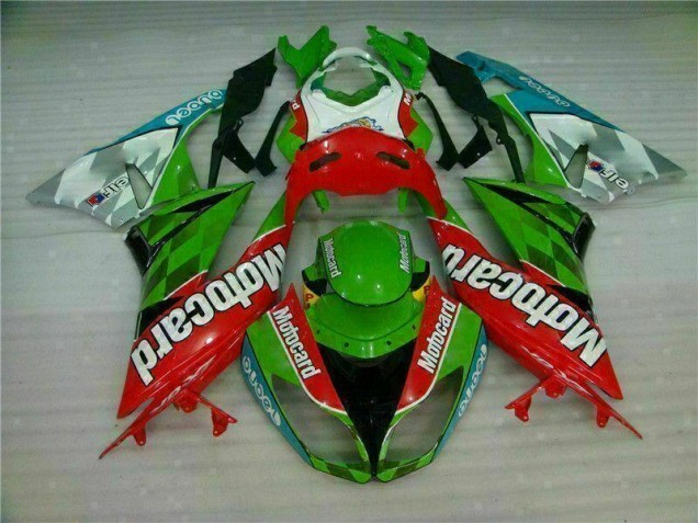 Kawasaki ZX6R 2009-2012 - Rouge Vert Motocard Kawasaki ZX6R 2009-2012 - Rouge Vert Motocard