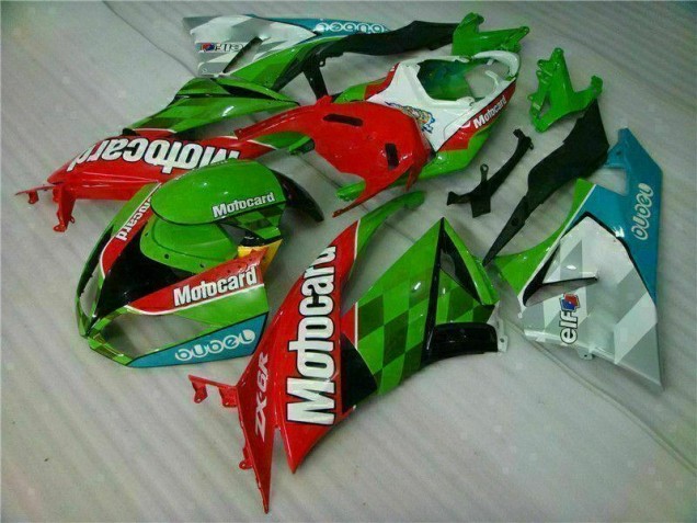 Kawasaki ZX6R 2009-2012 - Rouge Vert Motocard Kawasaki ZX6R 2009-2012 - Rouge Vert Motocard