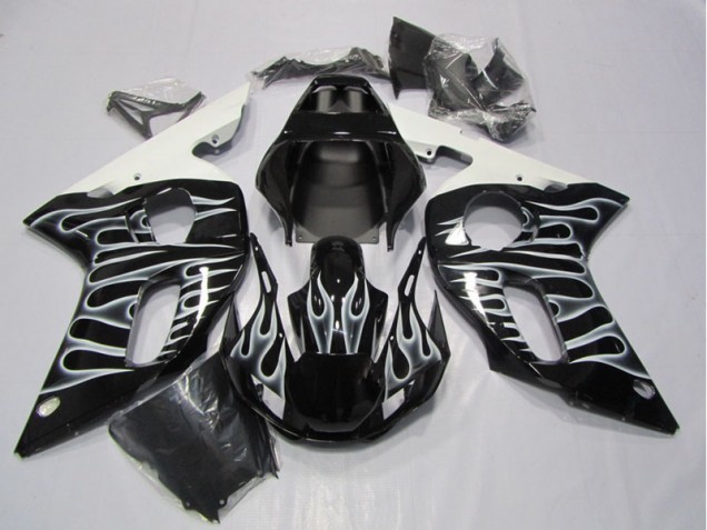Yamaha R6 1998-2002 - Noir Blanc Flamme Yamaha R6 1998-2002 - Noir Blanc Flamme