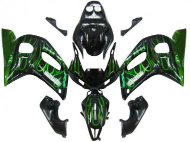 Yamaha R6 1998-2002 - Noir Vert Flamme